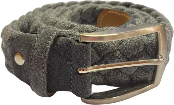 Cintura uomo Bergamotto - Intrecciata - In lana e Vera pelle - Grigio