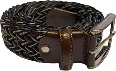 Cintura uomo Bergamotto - Intrecciata - Pelle e Tessuto - Blu/bianco/testa di moro