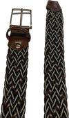 Cintura uomo Bergamotto - Intrecciata - Pelle e Tessuto - Blu/bianco/testa di moro