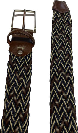 Cintura uomo Bergamotto - Intrecciata - Pelle e Tessuto - Blu/bianco/testa di moro