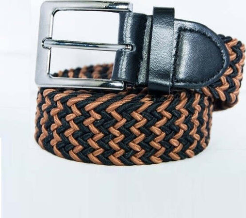 Cintura-Uomo-Donna-Intrecciata-Marrone-Nero-Corda-Cinta-Tessuto-Fibbia-Metallo