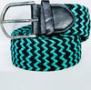Cintura-Uomo-Donna-Intrecciata-Verde-Nero-Corda-Cinta-Tessuto-Fibbia-In-Metallo