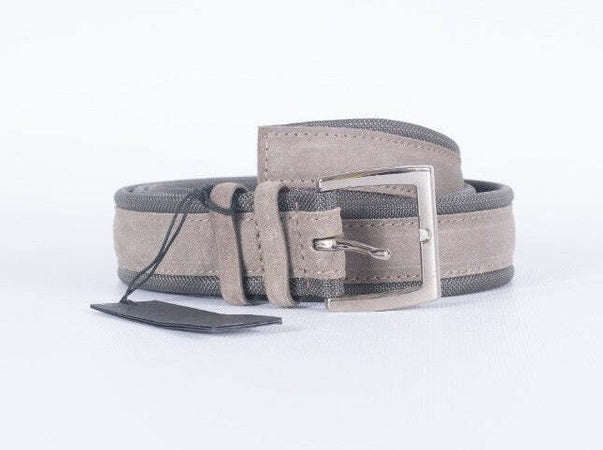 Cintura uomo Orciani - Amalfi  in suede e tessuto - Tortora/antracite
