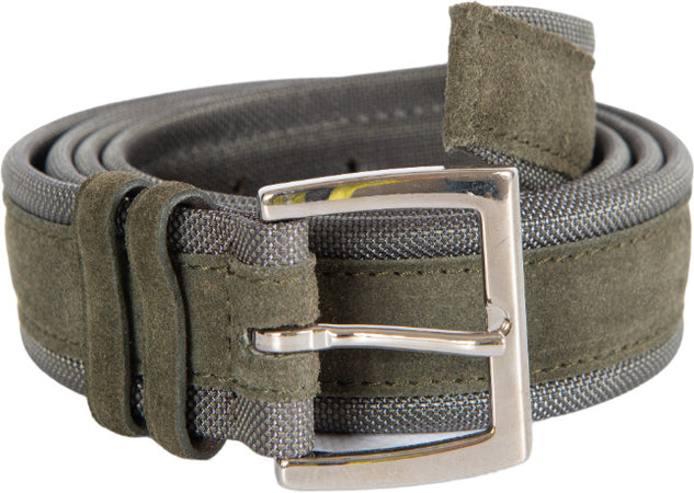 Cintura uomo Orciani - Amalfi in suede e nylon - Loden/antracite