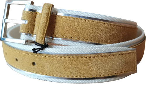 Cintura uomo Orciani - Amalfi  in suede e tessuto - Curry bianco argento