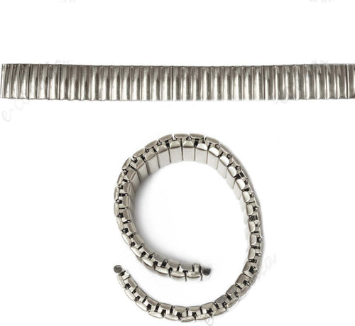 Cinturino-Elastico-Metallo-Universale-Ricambio-Orologio-Largo-18mm-Silver