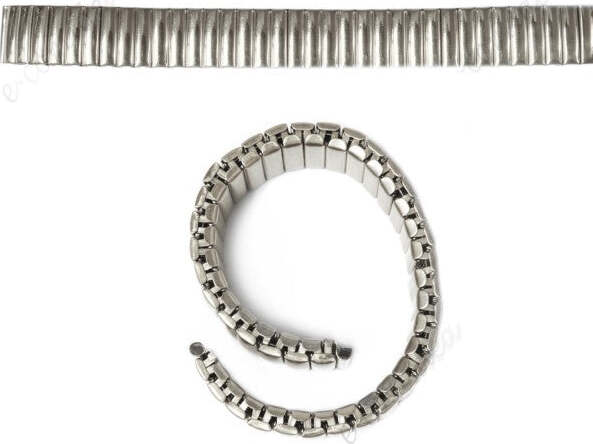 Cinturino-Elastico-Metallo-Universale-Ricambio-Orologio-Largo-18mm-Silver