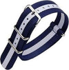 Cinturino-In-Nylon-Universale-Ricambio-Orologio-Larghezza-20mm-Blu-Bianco