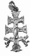 CRUZ DE CARAVACA ALTEZZA MM 24 IN ARGENTO 925 CON ORAZIONE SANTERÍA ESOTERISMO