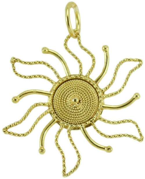 Ciondolo sole stilizzato filigrana oro giallo artigianato sardo
