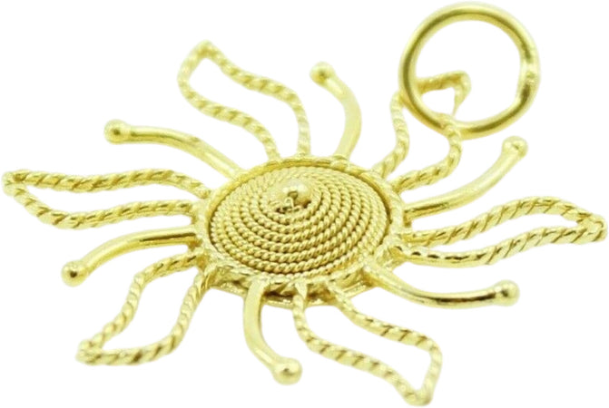 Ciondolo sole stilizzato filigrana oro giallo artigianato sardo