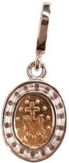 Ciondolo Donna per Collana Madonna Miracolosa Pendente in Oro Giallo E Bianco 750/1000 Medaglia Gioiello per Collana Pietre Bianche Taglio Diamante Brillantini