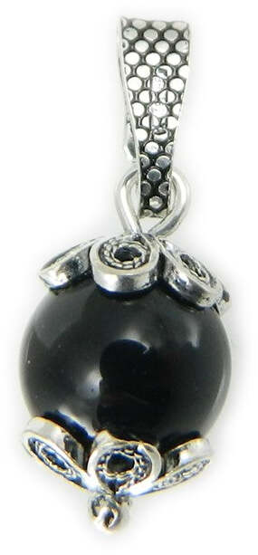 Ciondolo Su Coccu argento con onice nero portafortuna Sardegna