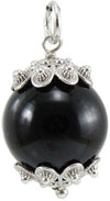 Ciondolo Su Coccu argento rodiato con onice nero portafortuna Sardegna