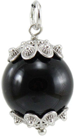 Ciondolo Su Coccu argento rodiato con onice nero portafortuna Sardegna