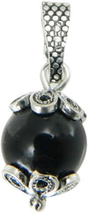Ciondolo Su Coccu argento brunito con onice nero portafortuna Sardegna
