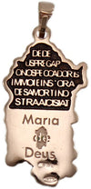 Pendente Sardegna in argento brunito e rosa con preghiera Ave Maria in sardo in rilievo