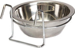 Ciotola-16cm-Con-Gancio-Rialzato-Cane-Gatto-Uccelli-Acqua-In-Acciaio-Antiscivolo