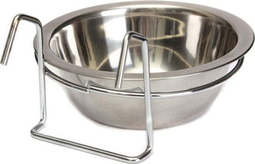 Ciotola-16cm-Con-Gancio-Rialzato-Cane-Gatto-Uccelli-Acqua-In-Acciaio-Antiscivolo