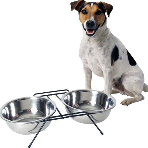 CIOTOLA DOPPIA PER CANI 20 CM CON SUPPORTO CIBO ACQUA ACCIAIO Prodotti per animali domestici/Cani/Ciotole e distributori/Ciotole Trade Shop italia - Napoli, Commerciovirtuoso.it