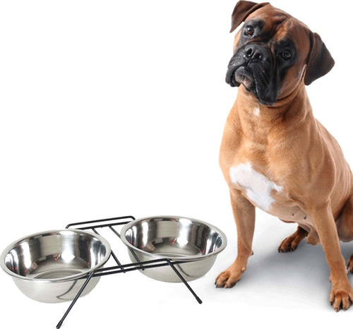 Ciotola Doppia Rialzata Per Cani 2 Per 22cm Con Supporto Cibo Acqua In Metallo Prodotti per animali domestici/Cani/Ciotole e distributori/Ciotole Trade Shop italia - Napoli, Commerciovirtuoso.it