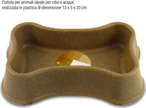 Ciotola-Per-Cani-Gatti-Animali-In-Plastica-13x5x20-Cm-Acqua-Cibo-Marrone