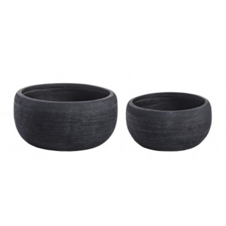 Set 2 Portavasi Graffiti Nero in poliresina da esterno