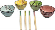 Ciotole Porcellana 4 Coppette + 4 Bacchette Fiori Ciliegio Colorati Design Giapponese Cucina > Barattoli e Contenitori Trade Shop italia - Napoli, Commerciovirtuoso.it