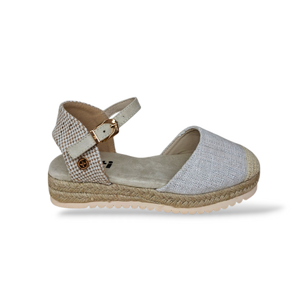 Espadrillas Bambina XTI Beige Argento con Fibia – Scarpe Cerimonia Luminose ed Eleganti