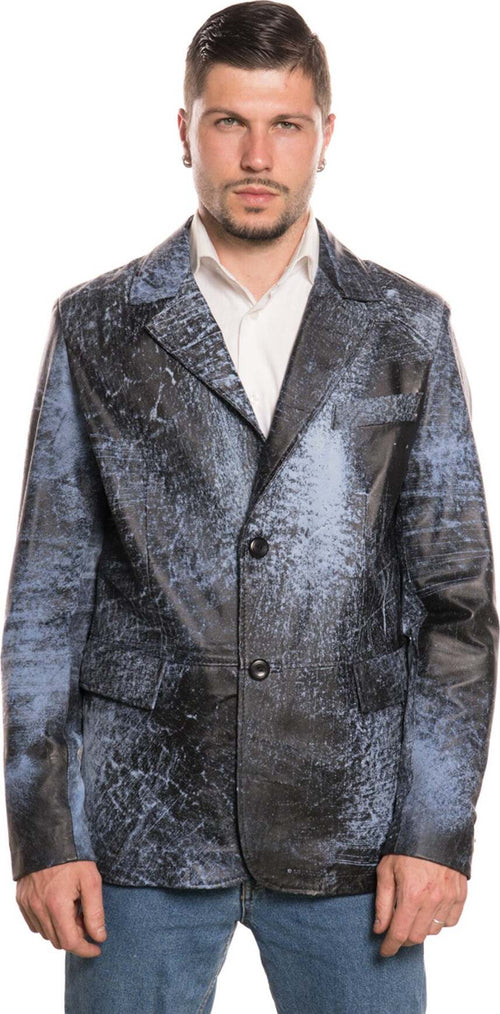 Classic---Giacca-Uomo-Blu-Graffiato-in-vera-pelle
