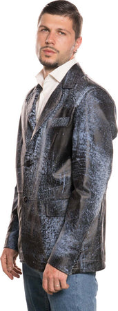 Classic---Giacca-Uomo-Blu-Graffiato-in-vera-pelle