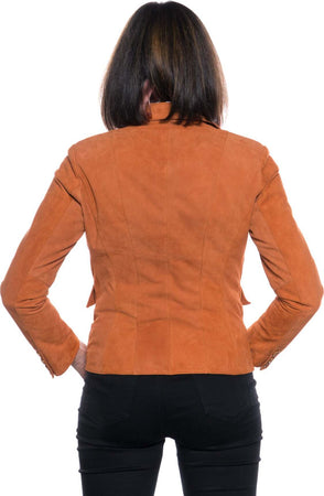 Classic-712---Giacca-Donna-Arancio-in-vera-pelle-camoscio
