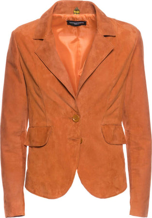 Classic-712---Giacca-Donna-Arancio-in-vera-pelle-camoscio