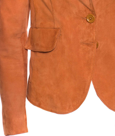 Classic-712---Giacca-Donna-Arancio-in-vera-pelle-camoscio