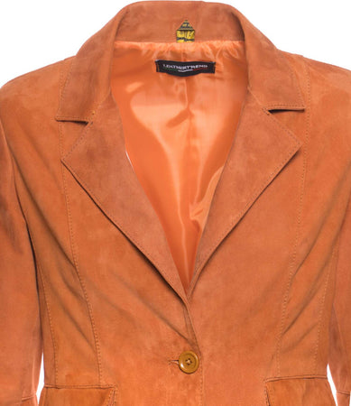 Classic-712---Giacca-Donna-Arancio-in-vera-pelle-camoscio