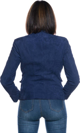Classic-712---Giacca-Donna-Blu-in-vera-pelle-camoscio
