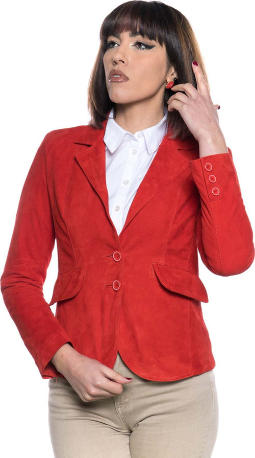 Classic-712---Giacca-Donna-Rossa-in-vera-pelle-camoscio
