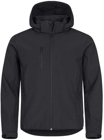 Classic Softshell Nero Triplo Strato con Cappuccio Taglie Forti