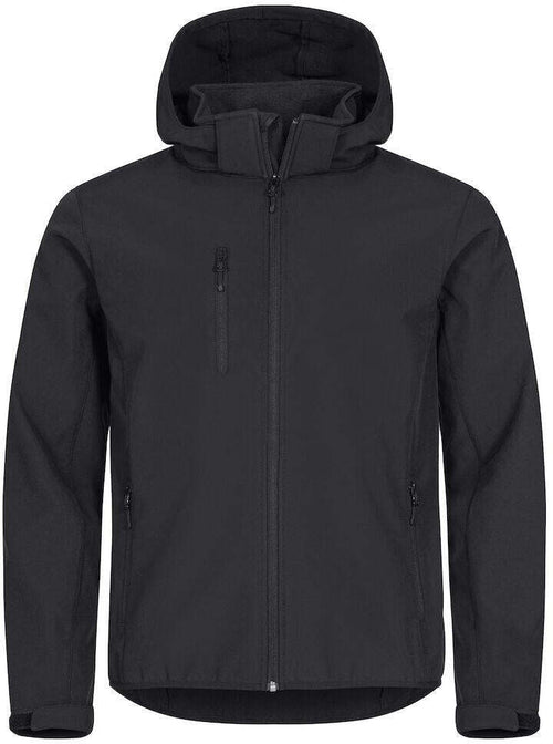 Classic Softshell Nero Triplo Strato con Cappuccio Taglie Forti
