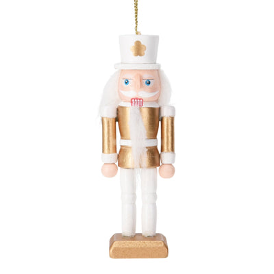 Pendente natalizio schiaccianoci colore oro e bianco per decorazioni interne