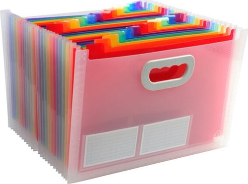 Classificatore con maniglia Crystal - 24 tasche - PP - 33x23.5x25 cm - Exacompta Cancelleria e prodotti per ufficio/Archivio ufficio e accessori per scrivania/Raccoglitori e accessori per raccoglitori/Raccoglitori/Raccoglitori a leva per documenti Eurocartuccia - Pavullo, Commerciovirtuoso.it