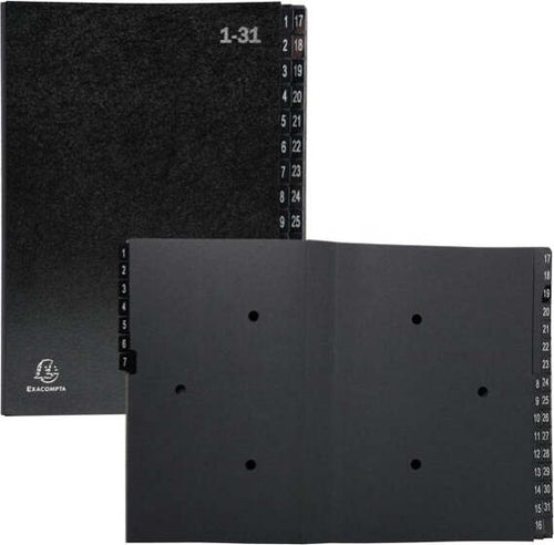 Classificatore numerico 1-31 Ordonator - 25x33 cm - nero - Exacompta Cancelleria e prodotti per ufficio/Archivio ufficio e accessori per scrivania/Raccoglitori e accessori per raccoglitori/Raccoglitori/Raccoglitori a leva per documenti Eurocartuccia - Pavullo, Commerciovirtuoso.it