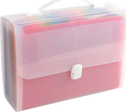 Classificatore valigetta con maniglia - cristallo - 33x29cm - 24 tasche - Exacompta Cancelleria e prodotti per ufficio/Archivio ufficio e accessori per scrivania/Raccoglitori e accessori per raccoglitori/Raccoglitori/Raccoglitori a leva per documenti Eurocartuccia - Pavullo, Commerciovirtuoso.it