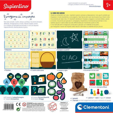Clementoni - 16255 - Sapientino - Il cubo dei giochi - tavolo attività - cubo attività bambini - gioco educativo 3 anni - materiali 100% riciclati - Play For Future - Made in Italy Giocattoli Sanitaria Gioia del Bimbo - Villa San Giovanni, Commerciovirtuoso.it
