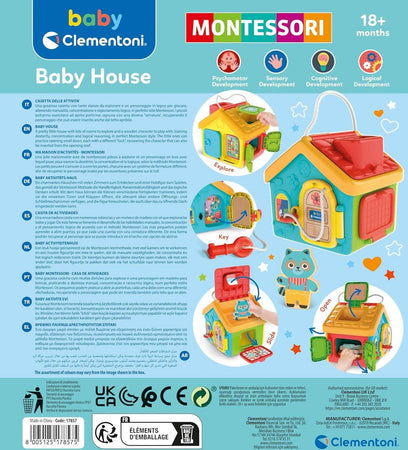 Clementoni---17857---Montessori-Lock-&-Key-Activity-House---Educativo-1-Anno,-Giochi-Montessori-12-Mesi,-Elementi-in-Legno,-Stimola-Manualità-Fine,-attività-Manuali-Prima-Infanzia,-Made-in-Italy