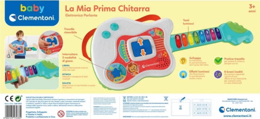 Clementoni 12063 - La Mia Prima Chitarra BIANCA Chitarra Elettronica per Bambini 3+ Giocattolo ideato, progettato e sviluppato in Italia Giocattoli Sanitaria Gioia del Bimbo - Villa San Giovanni, Commerciovirtuoso.it