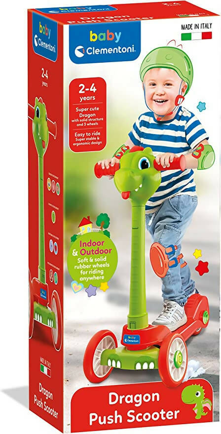 Clementoni Baby Dragon Push Scooter-Monopattino Draghetto per Bambini