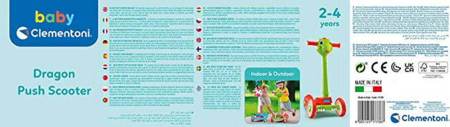 Clementoni Baby Dragon Push Scooter-Monopattino Draghetto per Bambini