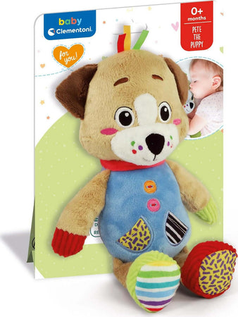 Clementoni--Baby-for-You-Cagnolino-Pete-The-Puppy-Peluche,-Gioco-Prima-Infanzia,-Giocattolo-Prime-attività,-Pupazzo-Neonato-100%-Lavabile-in-Lavatrice,-Multicolore,-17905