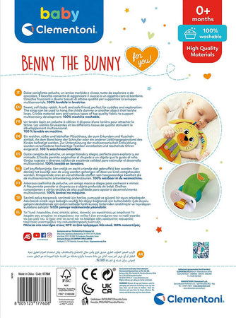 Clementoni- benny the bunny-peluche neonato, giocattolo bambini 0-36 mesi-100% lavabile, multicolore, 17760 Giochi e giocattoli/Peluche/Animali di peluche Sanitaria Gioia del Bimbo - Villa San Giovanni, Commerciovirtuoso.it